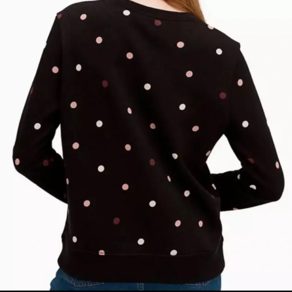 EUC Kate Spade Brooke Street Bakery Dot Black Pink Polka Dot Sweatshirt Small - Picture 13 of 15